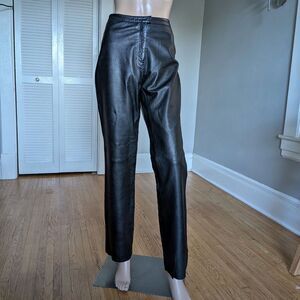 Vintage Y2K Express Black Leather Pants Straight Leg Moto Biker Size 9/10
